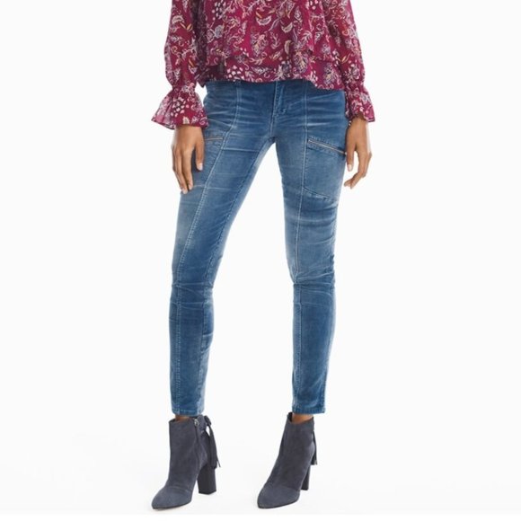 White House Black Market Pants - WHBM BLUE CORDUROY CORDS SKINNY UTILITY JEANS